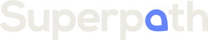 Superpath logo in gray and blue text on a transparent background.